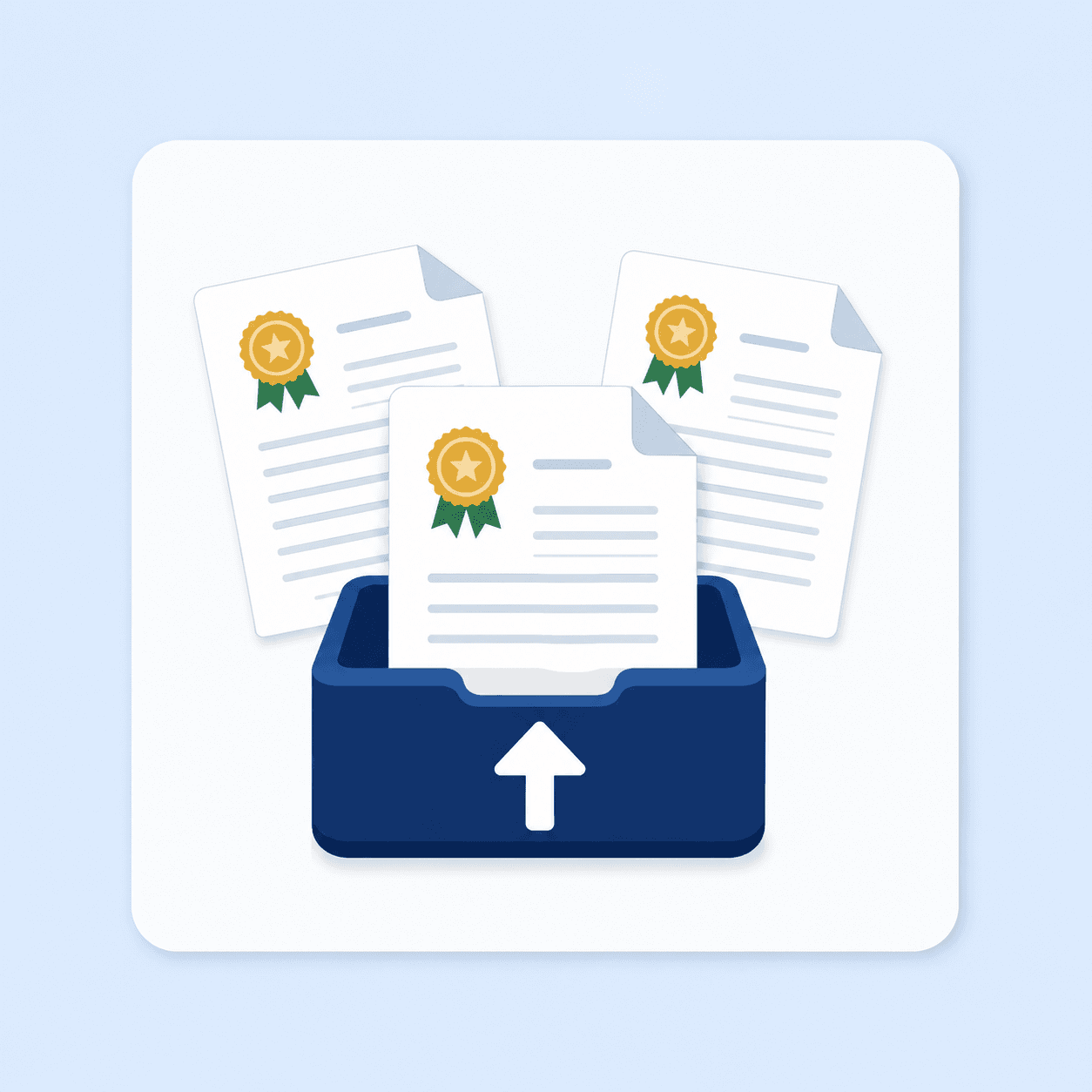 Illustration: documents being placed into an upload tray