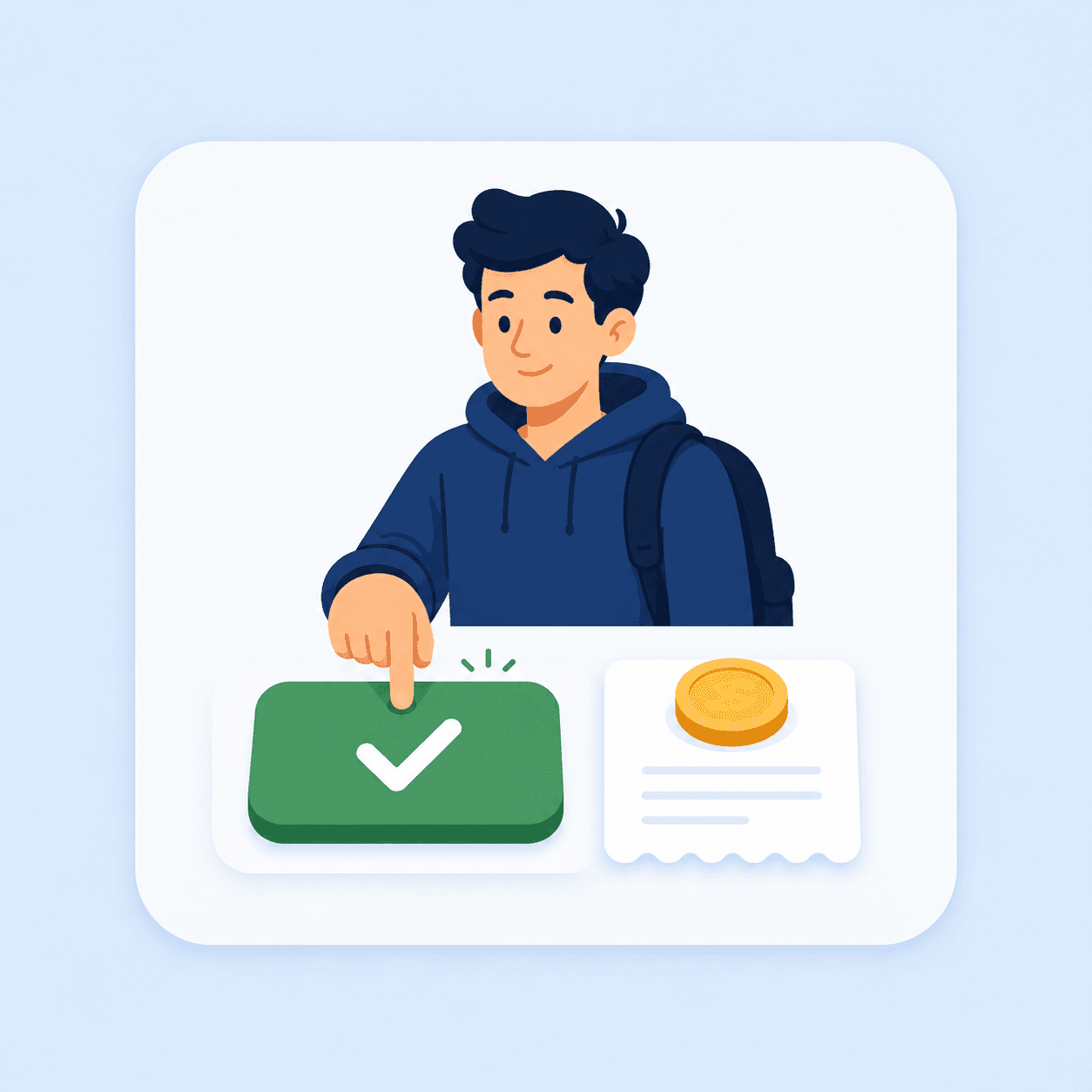 Illustration: a student confirming the payment themselves